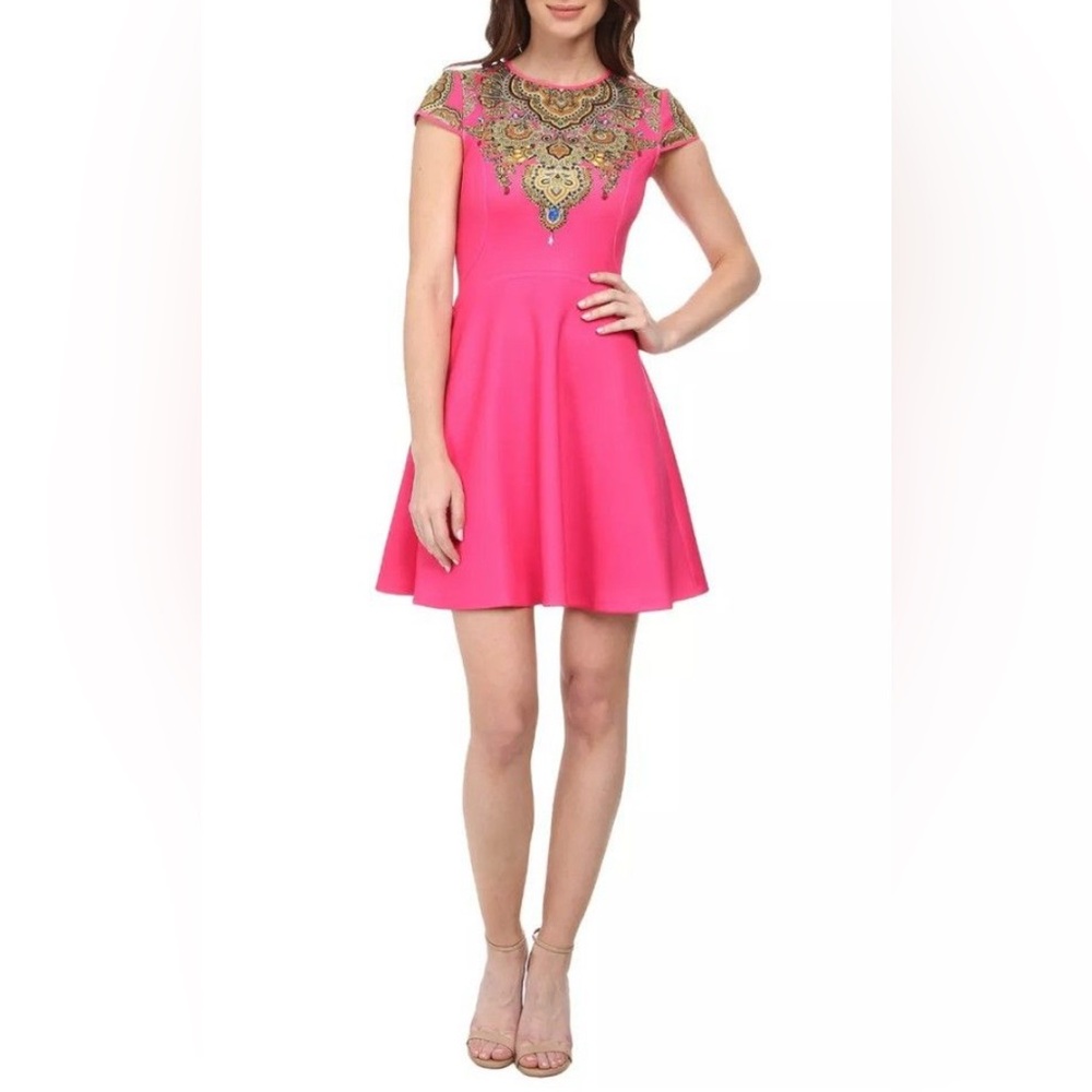 Ted Baker Pink Paisley Jewel Floral Skater Marliza SIZE 1 (US size 4)